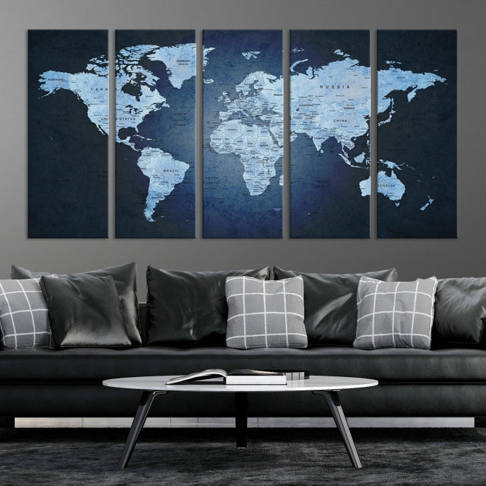 Extra Large Framed Push Pin World Map Wall Art Canvas Print Home Office Decor