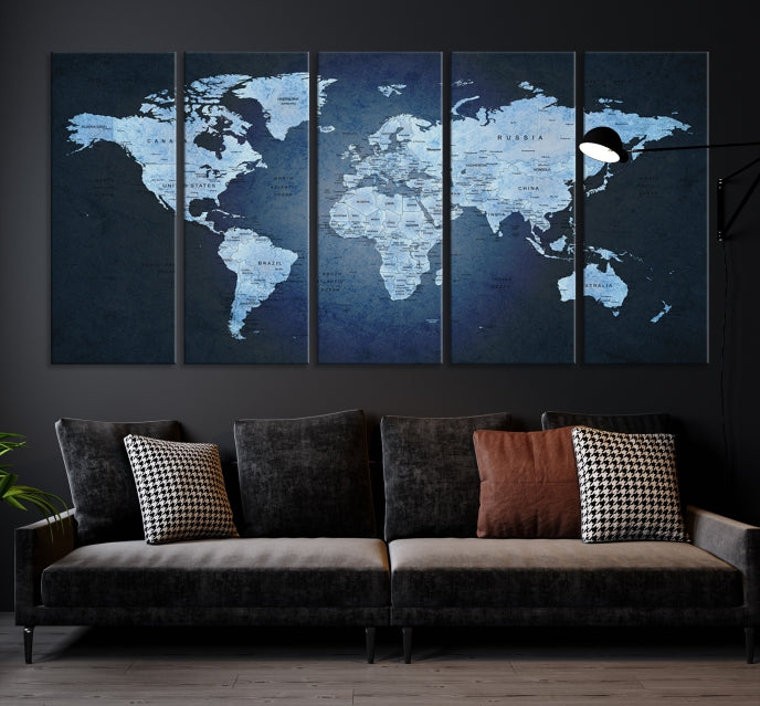 Extra Large Framed Push Pin World Map Wall Art Canvas Print Home Office Decor