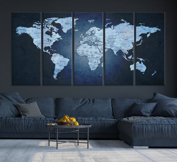 Extra Large Framed Push Pin World Map Wall Art Canvas Print Home Office Decor