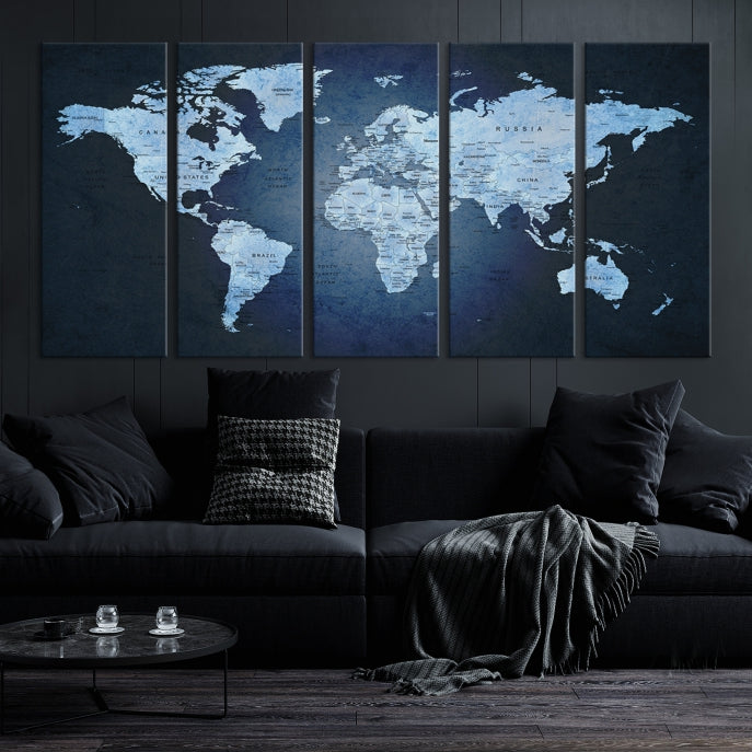 Extra Large Framed Push Pin World Map Wall Art Canvas Print Home Office Decor