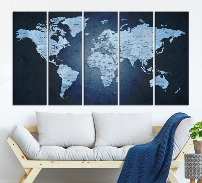 Extra Large Framed Push Pin World Map Wall Art Canvas Print Home Office Decor