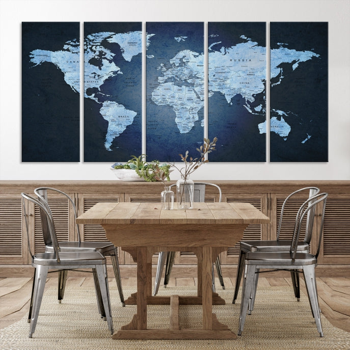 Extra Large Framed Push Pin World Map Wall Art Canvas Print Home Office Decor