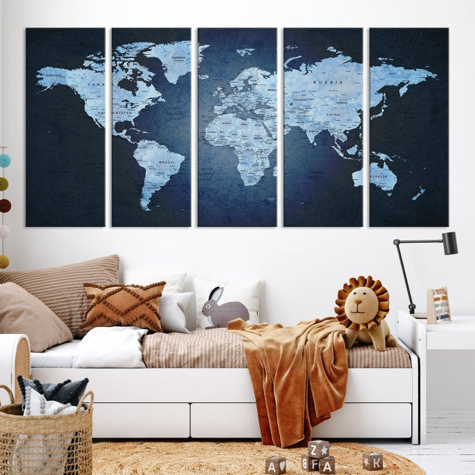 Extra Large Framed Push Pin World Map Wall Art Canvas Print Home Office Decor