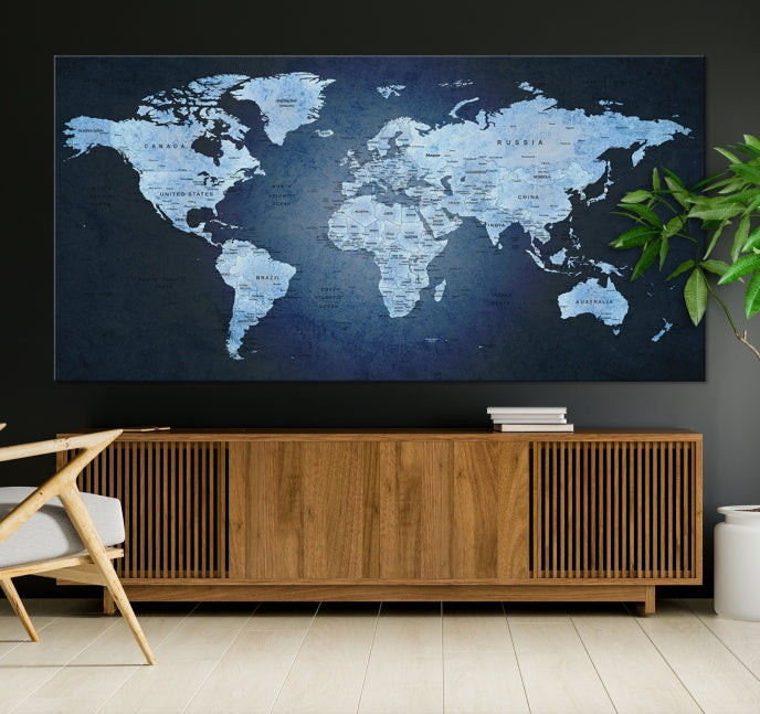 Extra Large Framed Push Pin World Map Wall Art Canvas Print Home Office Decor