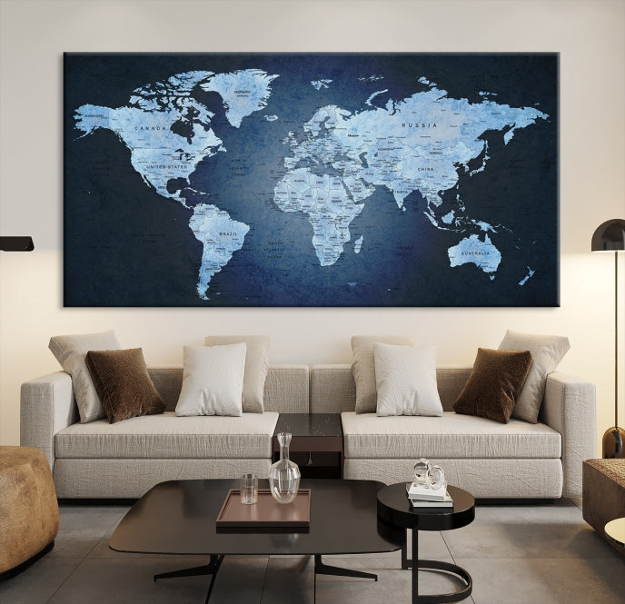 Extra Large Framed Push Pin World Map Wall Art Canvas Print Home Office Decor