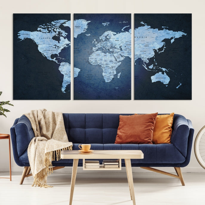 Extra Large Framed Push Pin World Map Wall Art Canvas Print Home Office Decor