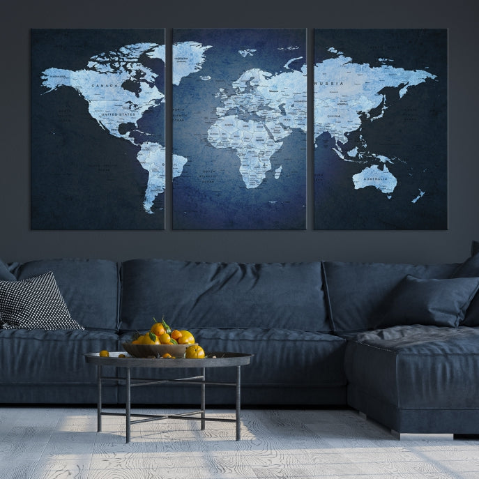 Extra Large Framed Push Pin World Map Wall Art Canvas Print Home Office Decor