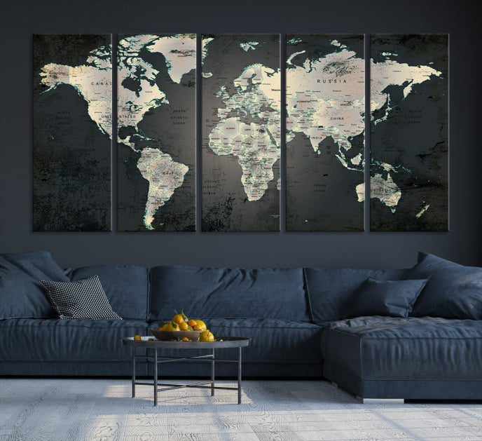 Extra Large Framed World Map Wall Art Canvas Print Push Pin Travel Map for Home Decor