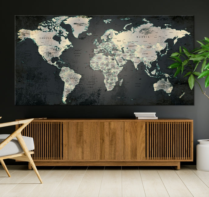 Extra Large Framed World Map Wall Art Canvas Print Push Pin Travel Map for Home Decor