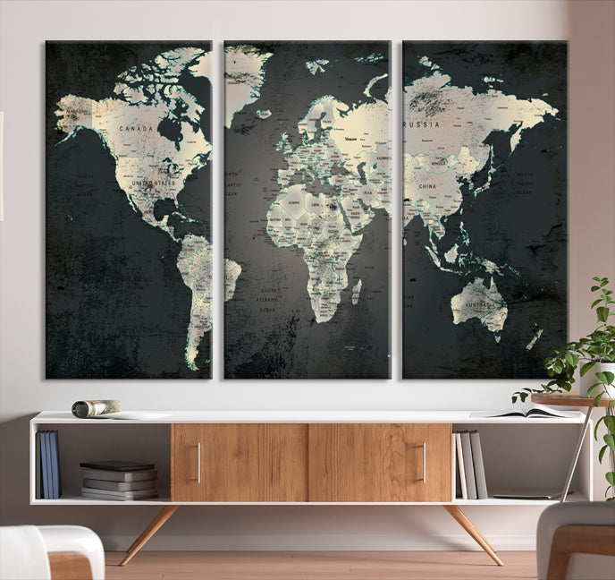 Extra Large Framed World Map Wall Art Canvas Print Push Pin Travel Map for Home Decor