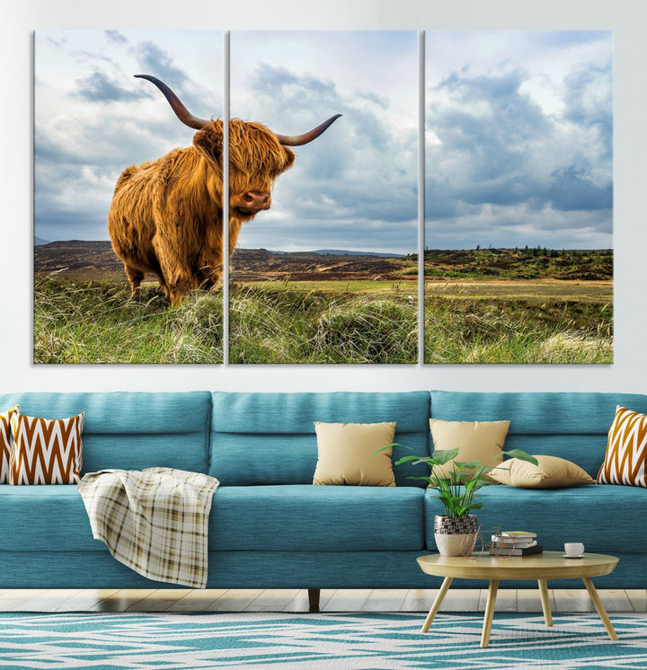 Extra Large Highland Cattle Wall Art Cow Canvas Print Animal Art