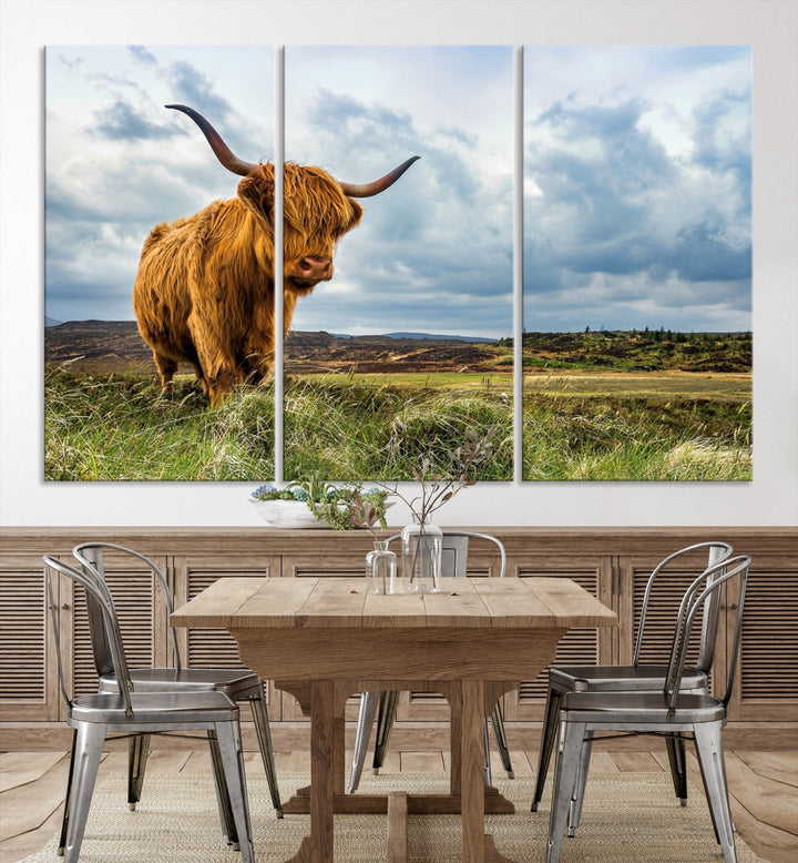 Extra Large Highland Cattle Wall Art Cow Canvas Print Animal Art