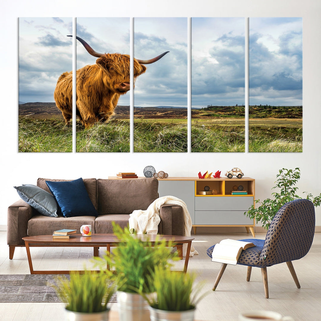 Extra Large Highland Cattle Wall Art Cow Canvas Print Animal Art