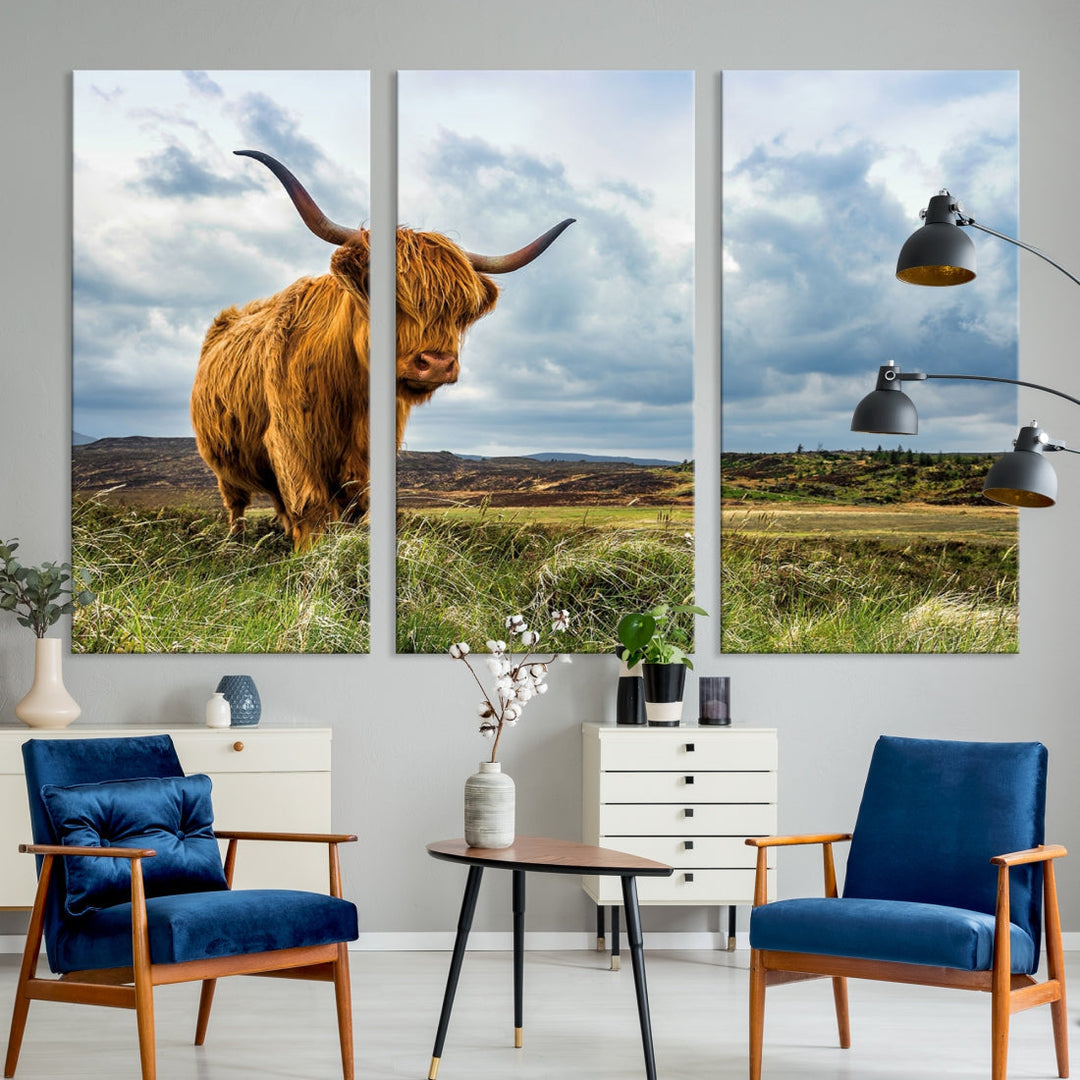 Extra Large Highland Cattle Wall Art Cow Canvas Print Animal Art