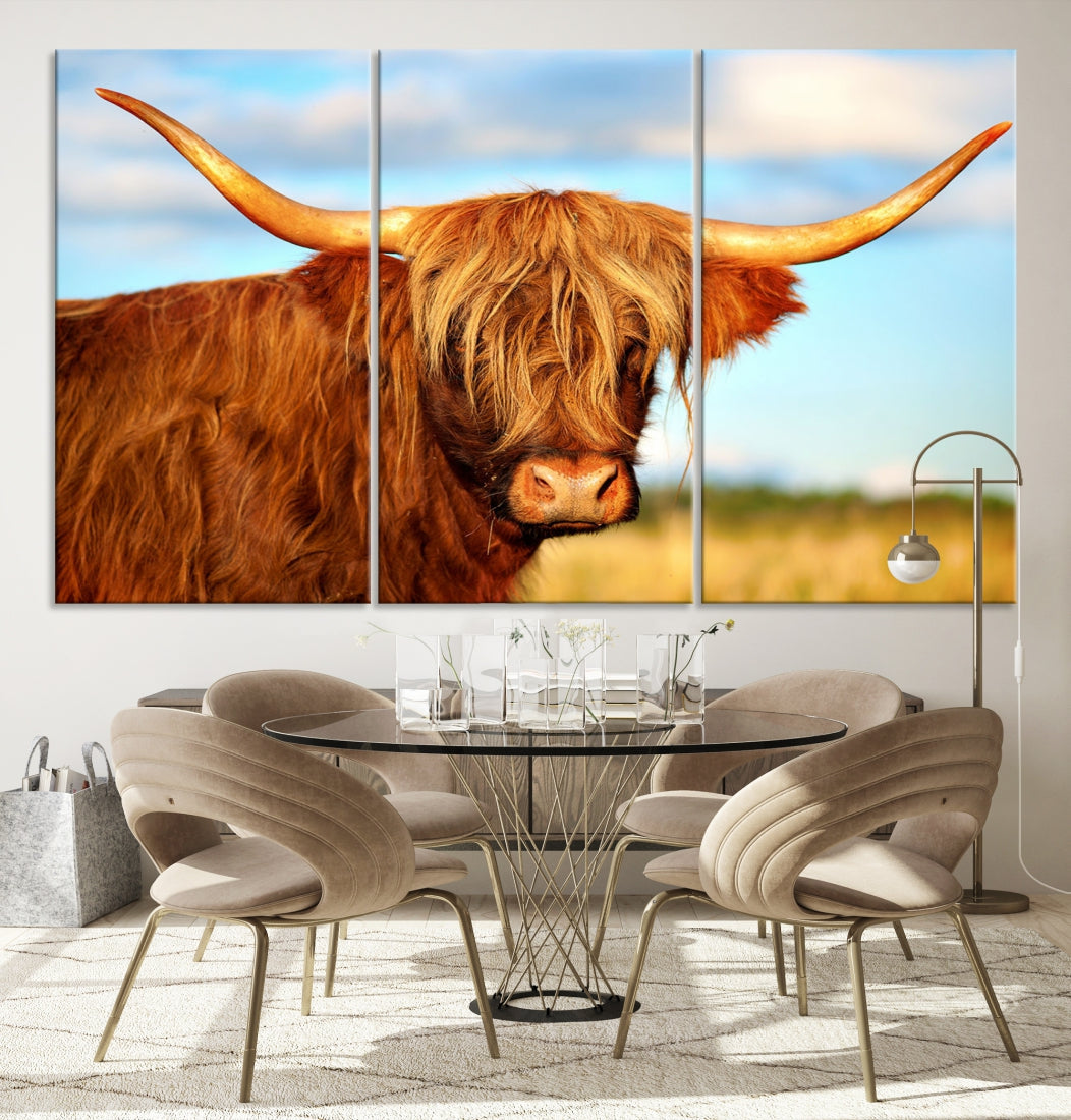 Extra Large Highland Cow Canvas Wall Art Print Cow Print Cattle Art