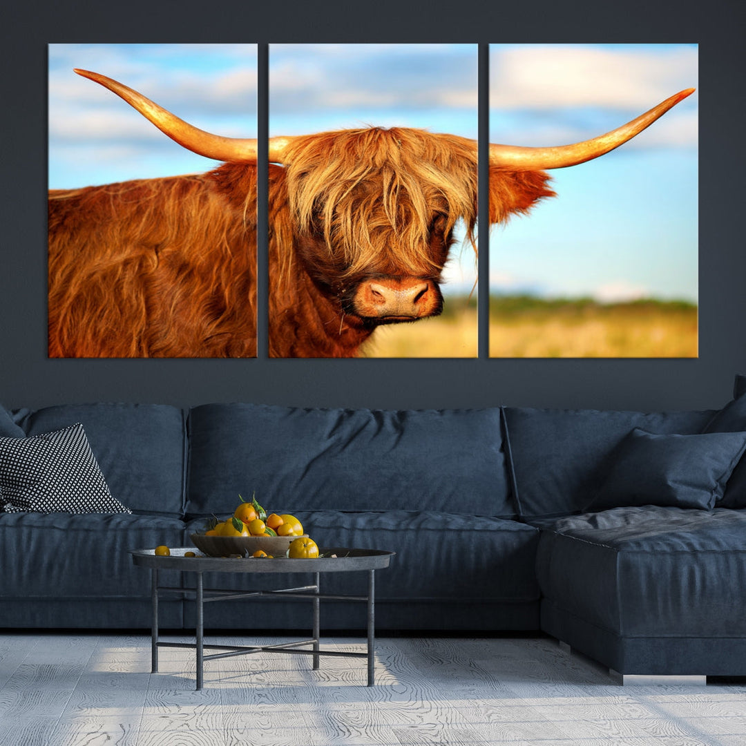 Extra Large Highland Cow Canvas Wall Art Print Cow Print Cattle Art