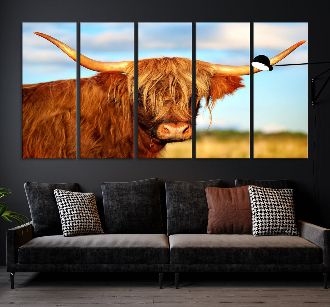 Extra Large Highland Cow Canvas Wall Art Print Cow Print Cattle Art