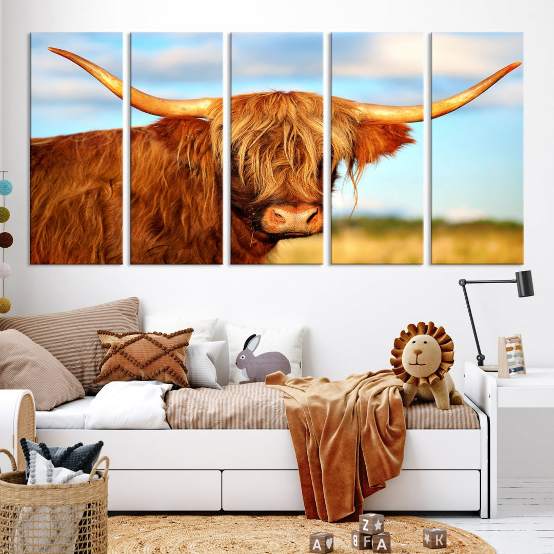 Extra Large Highland Cow Canvas Wall Art Print Cow Print Cattle Art