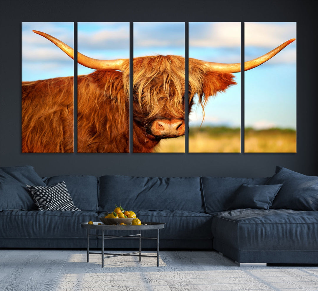 Extra Large Highland Cow Canvas Wall Art Print Cow Print Cattle Art