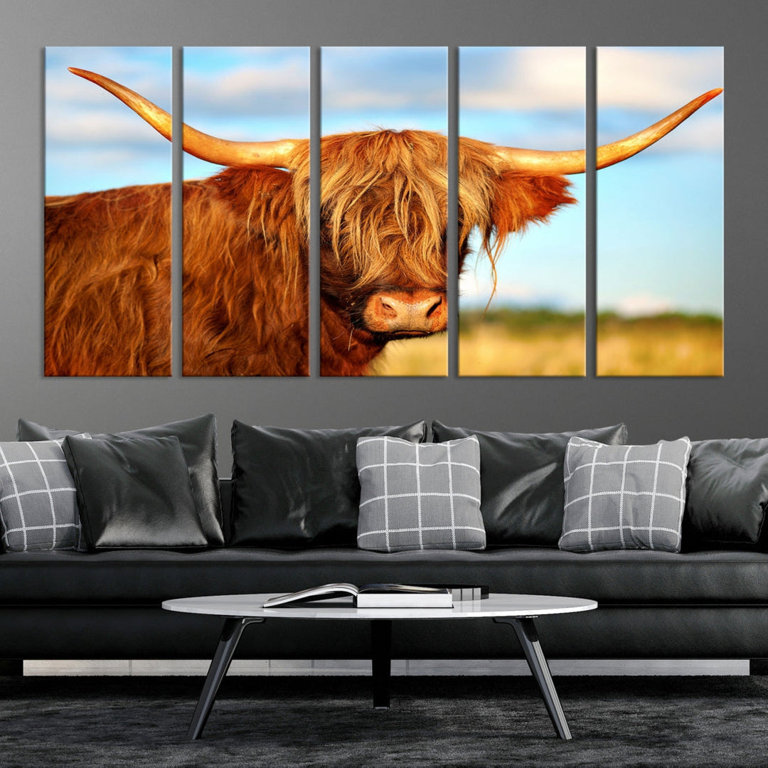 Extra Large Highland Cow Canvas Wall Art Print Cow Print Cattle Art