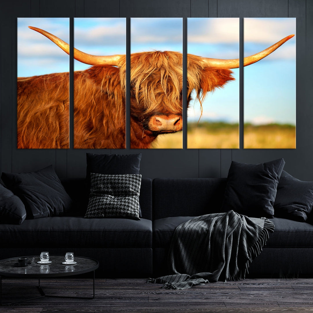 Extra Large Highland Cow Canvas Wall Art Print Cow Print Cattle Art