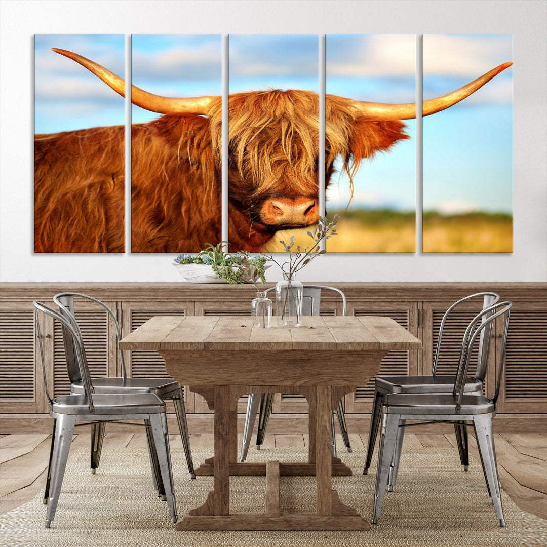 Extra Large Highland Cow Canvas Wall Art Print Cow Print Cattle Art