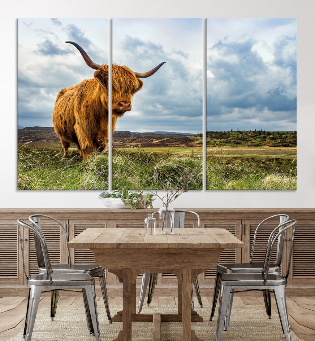 Extra Large Highland Cow Wall Art Animal Photography Canvas Print