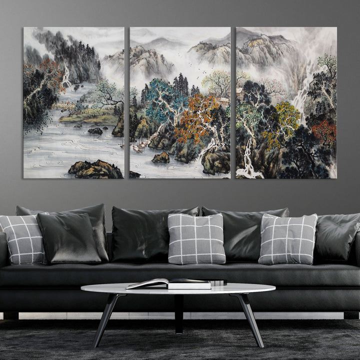 Extra Large Japanese Seashore Abstract Painting Canvas Wall Art Print