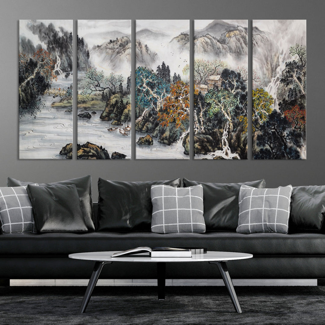 Extra Large Japanese Seashore Abstract Painting Canvas Wall Art Print