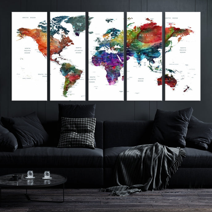 Extra Large Map of the World Canvas Wall Art Map Poster Print