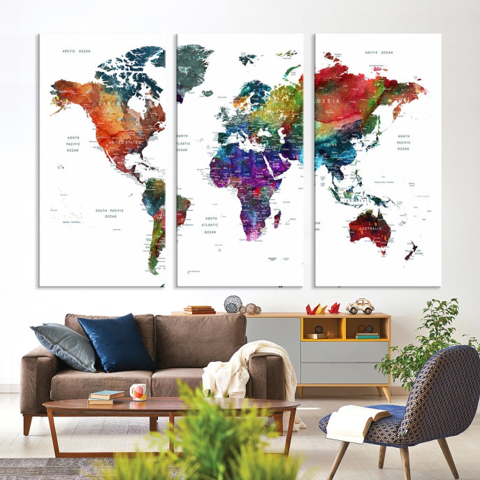 Extra Large Map of the World Canvas Wall Art Map Poster Print