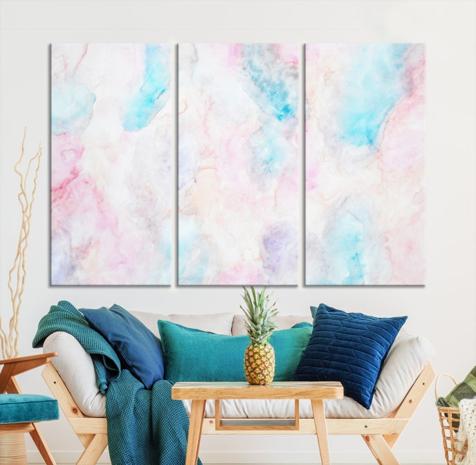 Extra Large Modern Abstract Blue Pink Painting Canvas Wall Art Giclee Print