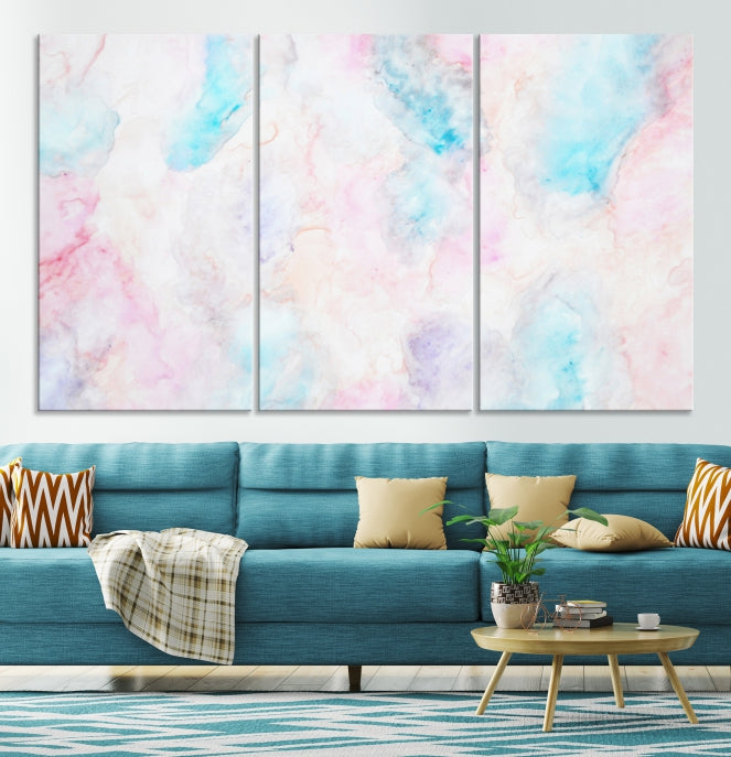 Extra Large Modern Abstract Blue Pink Painting Canvas Wall Art Giclee Print