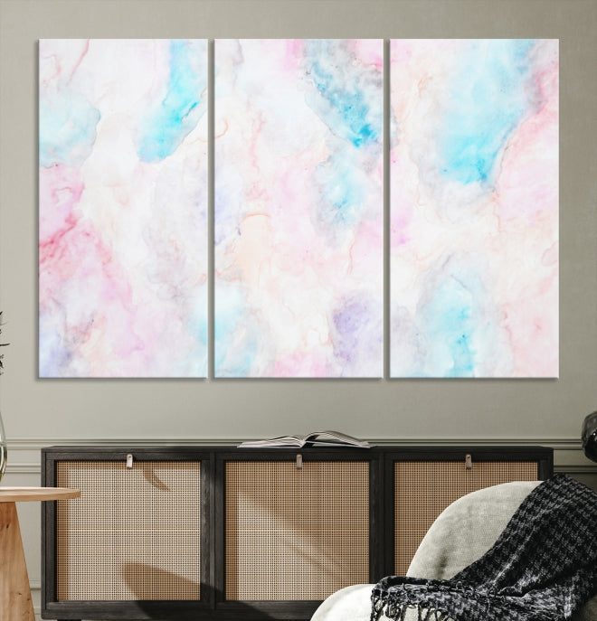 Extra Large Modern Abstract Blue Pink Painting Canvas Wall Art Giclee Print