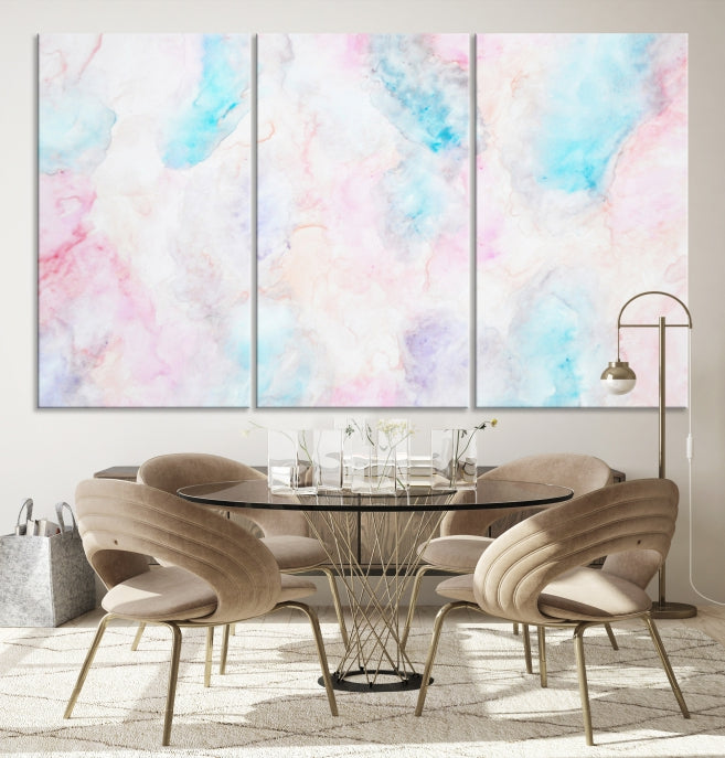 Extra Large Modern Abstract Blue Pink Painting Canvas Wall Art Giclee Print