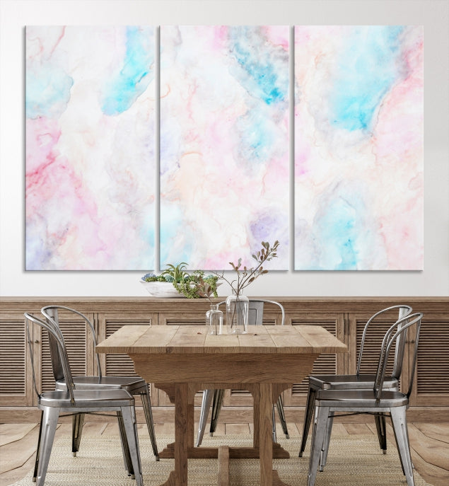 Extra Large Modern Abstract Blue Pink Painting Canvas Wall Art Giclee Print