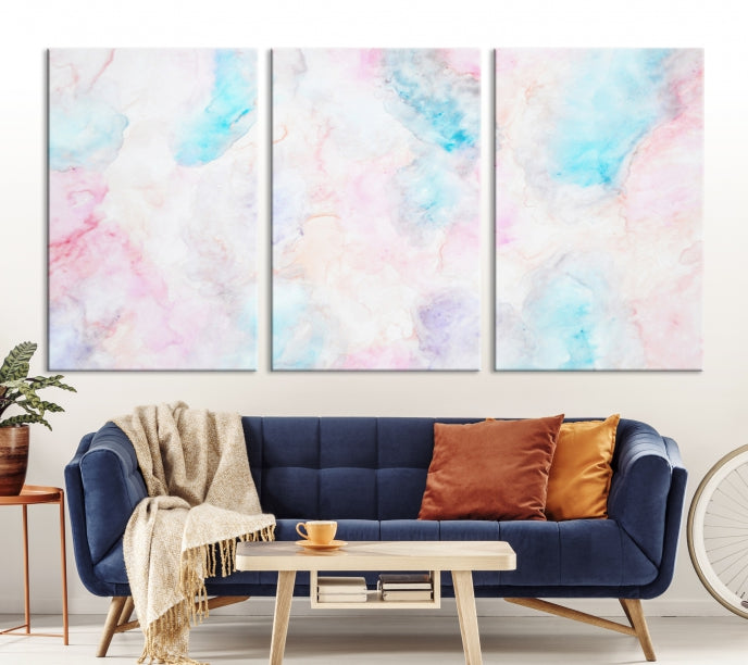 Extra Large Modern Abstract Blue Pink Painting Canvas Wall Art Giclee Print