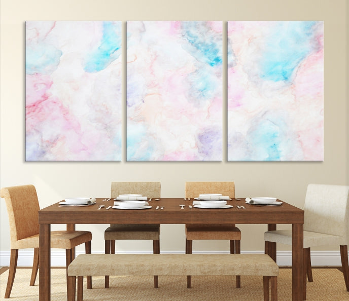 Extra Large Modern Abstract Blue Pink Painting Canvas Wall Art Giclee Print