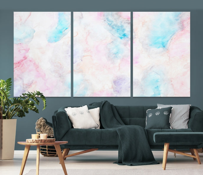 Extra Large Modern Abstract Blue Pink Painting Canvas Wall Art Giclee Print