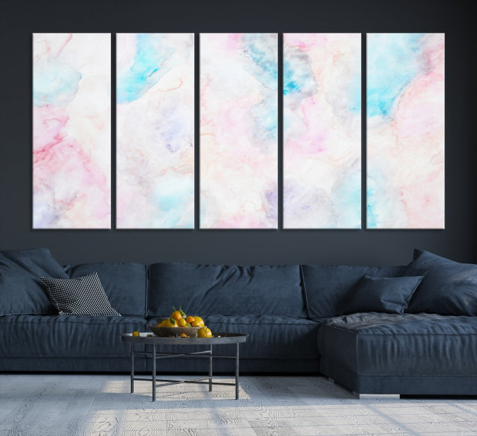 Extra Large Modern Abstract Blue Pink Painting Canvas Wall Art Giclee Print