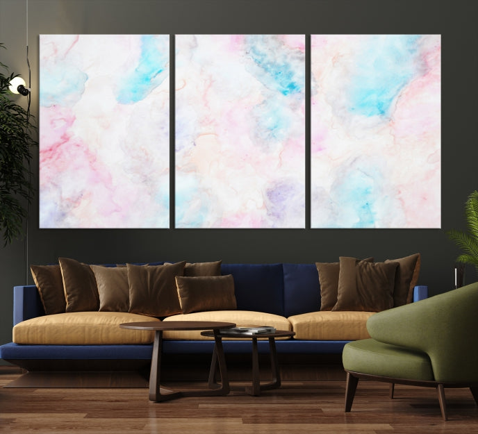 Extra Large Modern Abstract Blue Pink Painting Canvas Wall Art Giclee Print