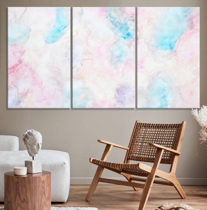 Extra Large Modern Abstract Blue Pink Painting Canvas Wall Art Giclee Print