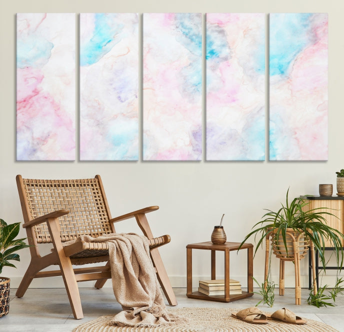 Extra Large Modern Abstract Blue Pink Painting Canvas Wall Art Giclee Print