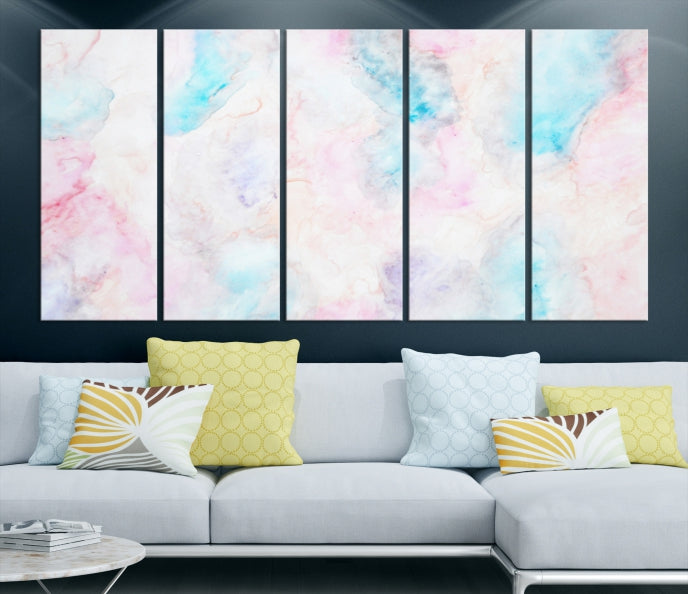 Extra Large Modern Abstract Blue Pink Painting Canvas Wall Art Giclee Print