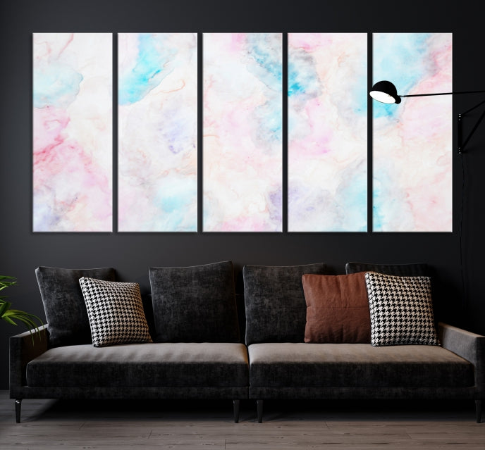 Extra Large Modern Abstract Blue Pink Painting Canvas Wall Art Giclee Print