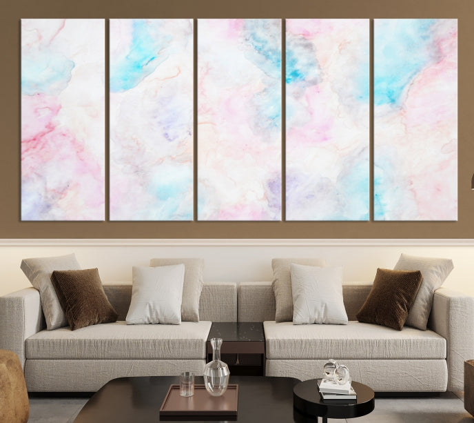 Extra Large Modern Abstract Blue Pink Painting Canvas Wall Art Giclee Print