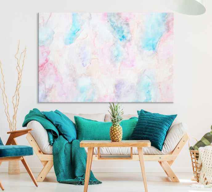 Extra Large Modern Abstract Blue Pink Painting Canvas Wall Art Giclee Print