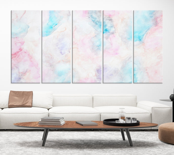 Extra Large Modern Abstract Blue Pink Painting Canvas Wall Art Giclee Print