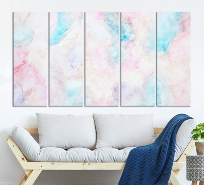 Extra Large Modern Abstract Blue Pink Painting Canvas Wall Art Giclee Print