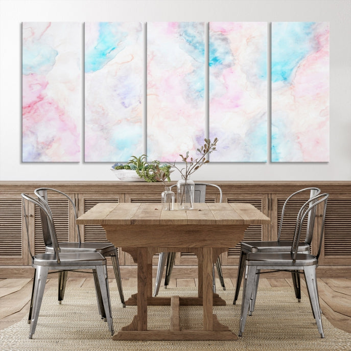 Extra Large Modern Abstract Blue Pink Painting Canvas Wall Art Giclee Print